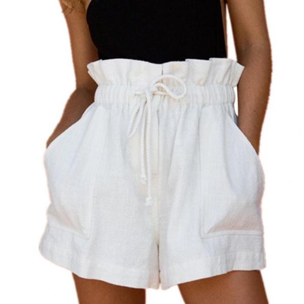 

women's shorts women summer solid color wide leg loose drawstring pockets short for dating casual fashion clothing, White;black