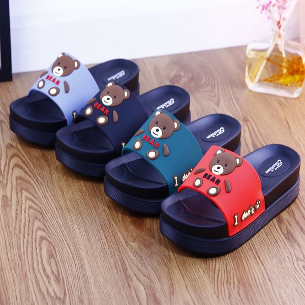 

luxury slippers 2021 summer thick soled wear cute bear leisure slippers at home bathroom shower women, Black