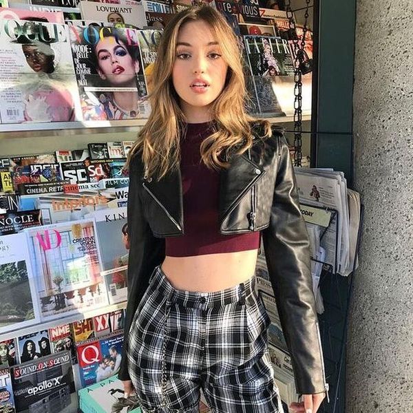 

women's jackets punk faux leather cropped jacket women harajuku black coat woman gothic long sleeve overcoat with chains summer 2021 hi, Black;brown