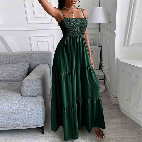 

women leaf printed maxi dress elegant lady sling pleated party dress, Black;gray