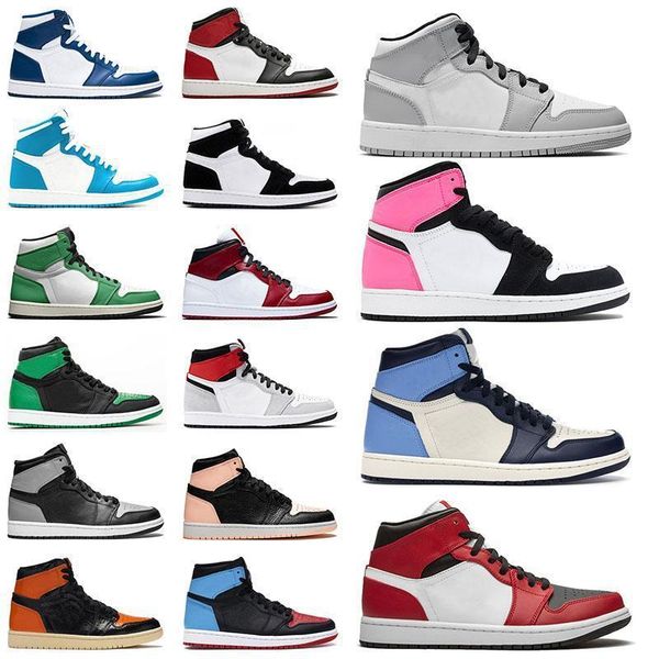 

2021 mens sneakers 1 1s shoes chicago wolf grey sail mid milan pink quartz infrared 23 unc powder blue white rust shadow women hop999, Black