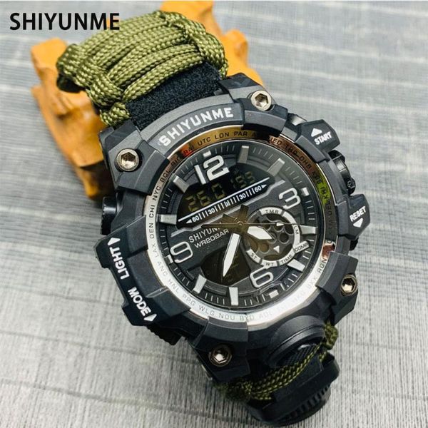 

wristwatches shiyunme g style watches men military army mens watch waterproof sport wristwatch dual display male relogio masculino, Slivery;brown