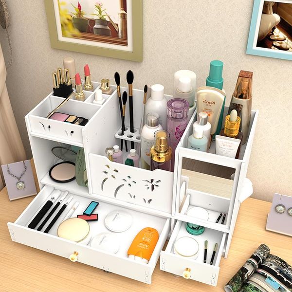 

bathroom storage & organization waterproof with mirror deskmakeup dresser cosmetic box lipstick skin care products jewelry rack shelf