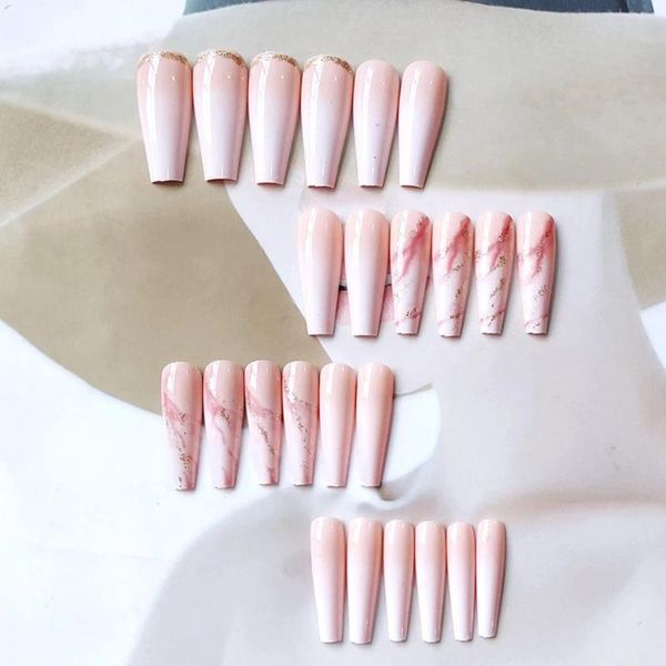 

false nails art tips full cover fake diy nail decorations manicure tools, Red;gold