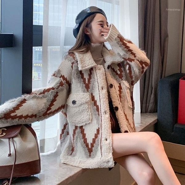 

women's jackets [ewq] korea chic autumn wool coat women 2021 casual small fragrant thickened loose knitted cardigan female tide 16e2641, Black;brown