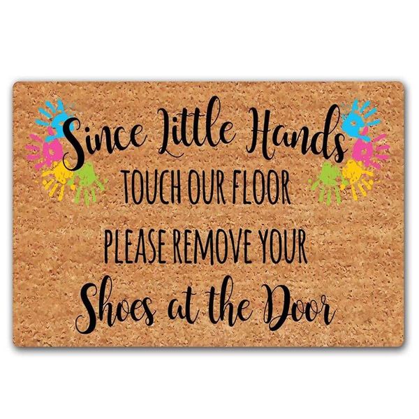 

carpets doormat since little fingers touch our floors please leave your shoes funny floor mat rug non-slip entrance indoor outdoor bathr