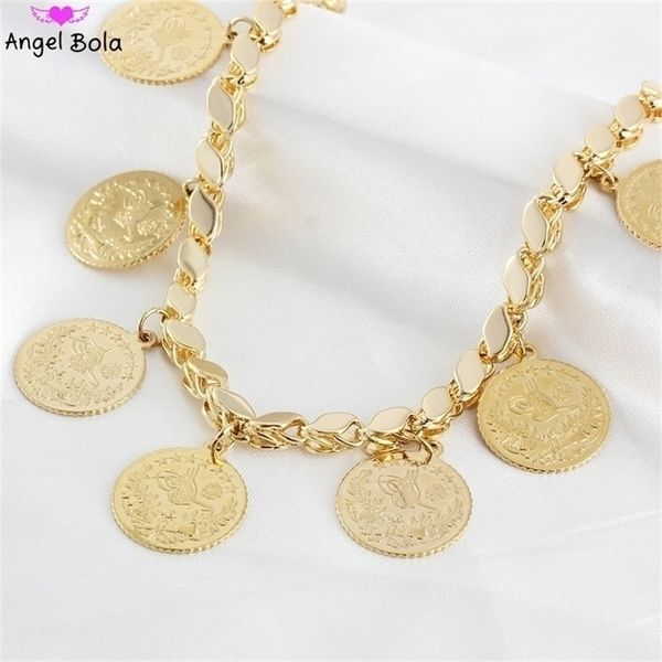 

islam muslim gold jewelry fashion luxury coin women's bracelet gift party event accessories wholesale 220225, Golden;silver
