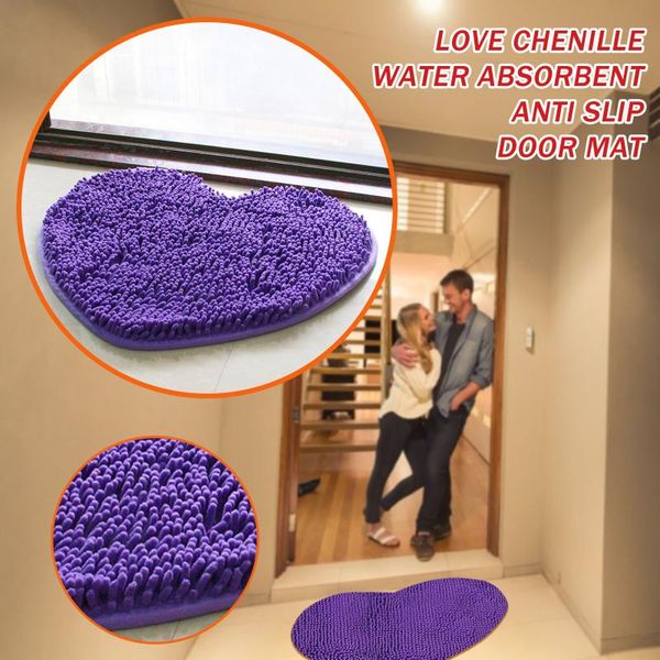 

chenille heart shaped door mat bathroom toilet living room red valentine's day area rugs modern doormat hallway kitchen mats carpets