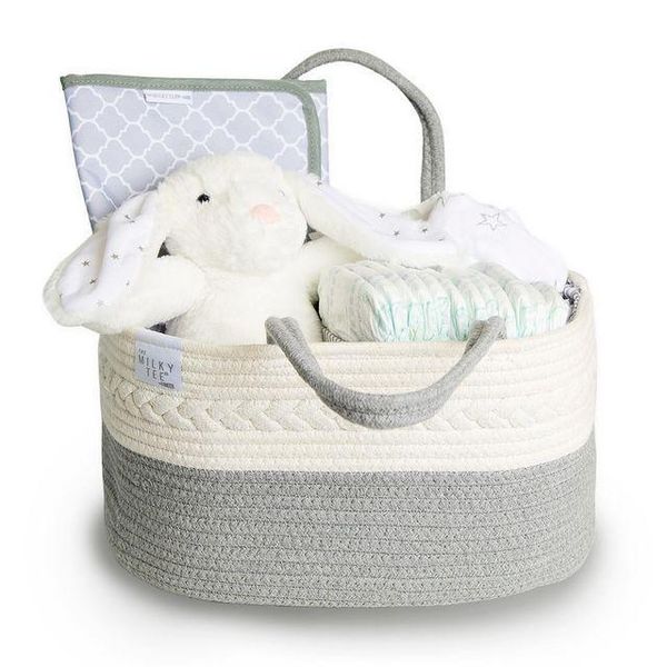 

laundry storage & organization cotton woven diaper basket baby clothing skin care product mummy bag collapsible