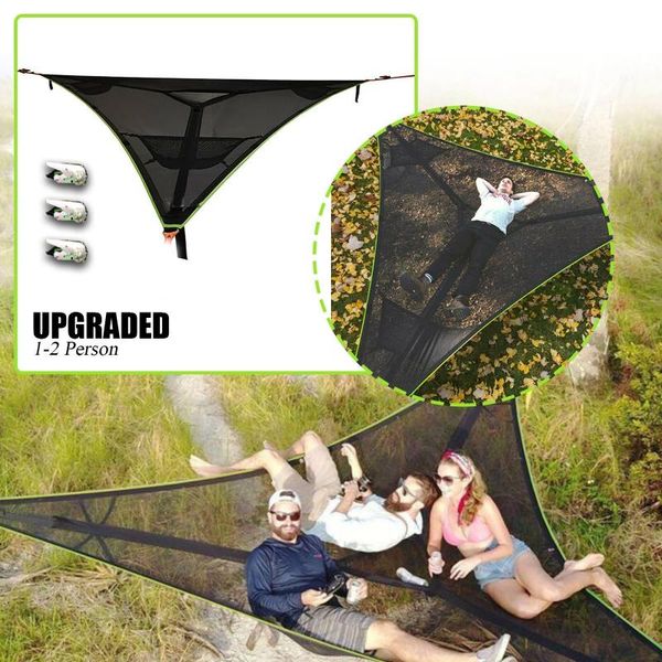 

camp furniture multi-person hammock 3 point design portable multi-functional triangle aerial mat convenient camping sleep outdoor supplies