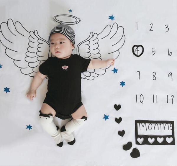 

Cartoon Pattern Infant Baby Milestone Photo Props Background Blankets Backdrop Cloth Calendar Bebe Boy Girl Photo Accessories