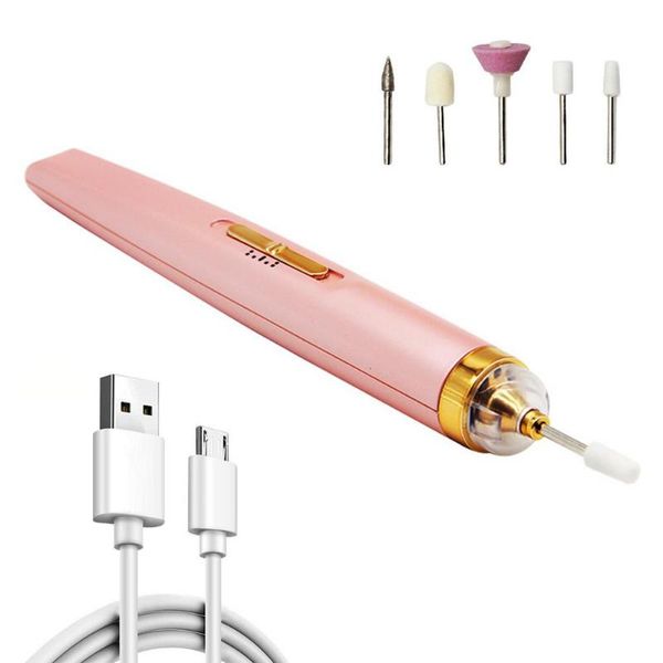 

nail drill & accessories 5 in 1 professional electric usb kit battery manicure pedicure grinding polishing art sanding file pen tools