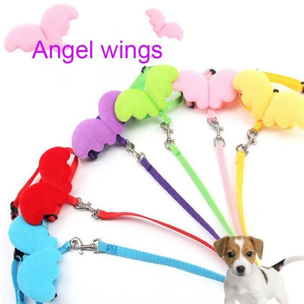 

dog collars & leashes pet accessories cute 3d angel wings leash harness strap two piece set rope p chain durable for puppy 6 colors