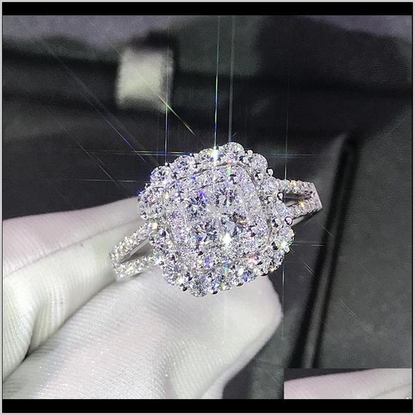 

band rings drop delivery 2021 luxury sparkly big stone zircon sier color for women engagement wedding shiny ring party jewelry fashion femal, Silver
