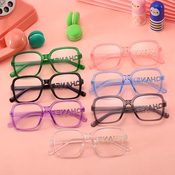 

fashion sunglasses frames oversized kids boy girl anti-blue light glasses frame protection eyeglasses student computer online study classes, Black