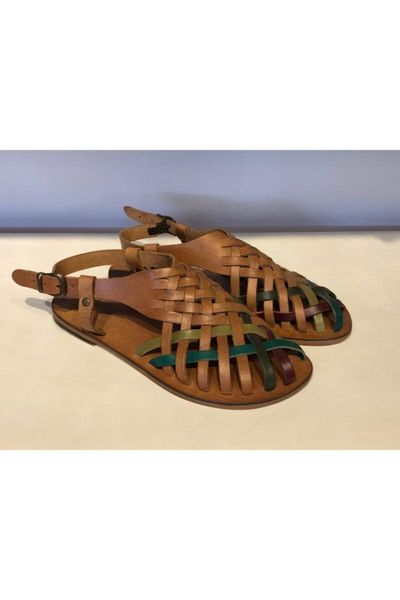 

sandals women's brown handmade genuine leather, Black