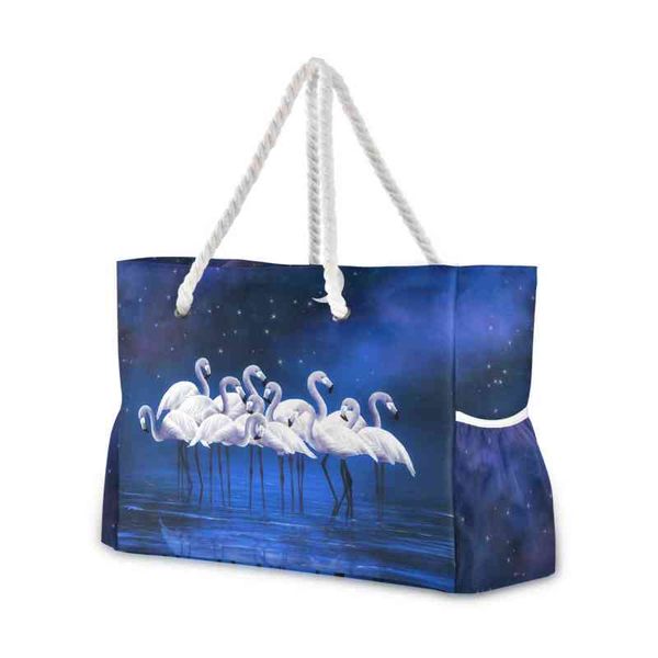 

shopping bags alaza 2021 new flamingo printed women shoulder bag female tote handbag lady shopping bag fashion large capacity summer beach b