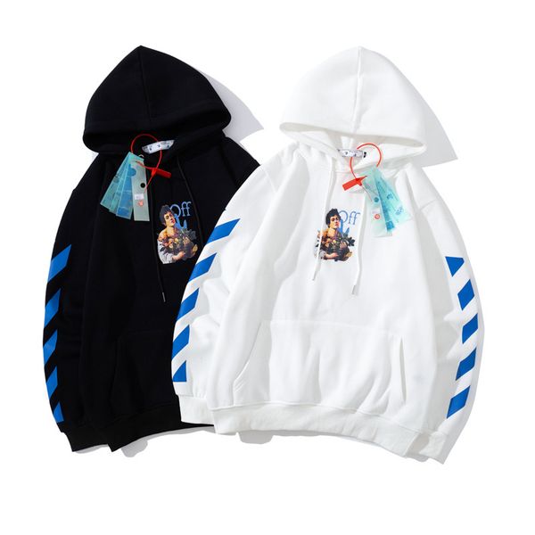 

Autumn and Winter 2021 Off High Street Bouquet Men's Arrstyle Print Casual Wo Hoodie, Black