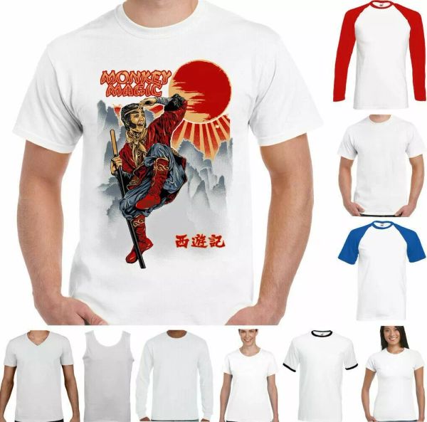 

Monkey magic t-shirt Retro TV Program MMA Martial Arts T-Shirt, White;black