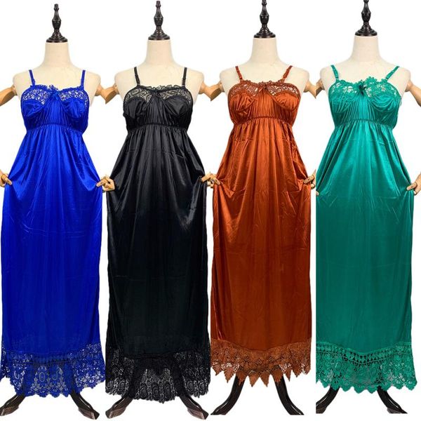

women's sleepwear 2021 african women female stain solid nightgown lady adjustable strap nightdress under skirt night gown dresses sq831, Black;red