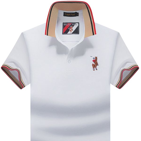 

Men's t- Lapel men's T- cotton polo solid color embroidery large medium sve shirt tennis summer novelty, White;black