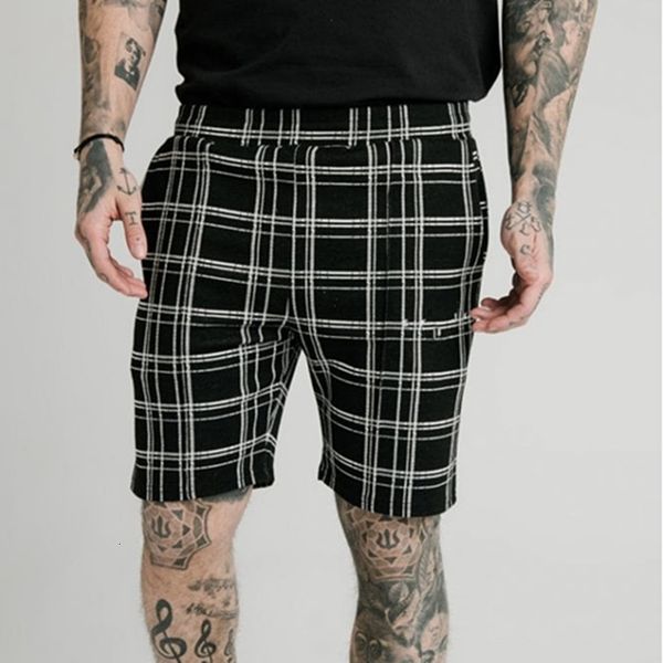 

fashion shorts leisure sports suit men's summer thin loose check, White;black