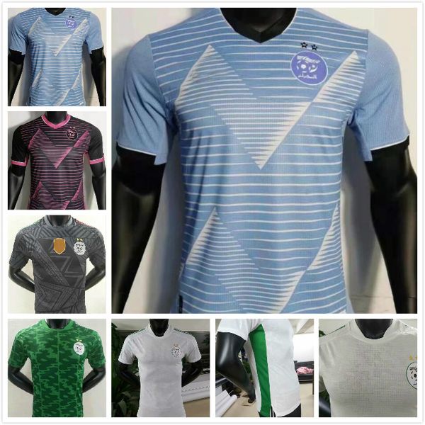 

player version algerie 2021 home away soccer jerseys mahrez feghouli bennacer atal 20 21 algeria football kits shirt maillot de foot, Black;yellow
