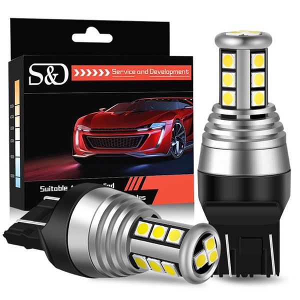 

2pcs t20 led w21/5w 7443 w21w 7440 bulbs 1400lm car canbus turn signal light 3156 3157 p27w lamp white blue red yellow emergency lights
