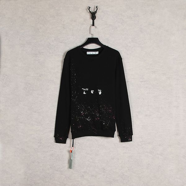 

summer new and 2021 spring off colorful speckled round neck pullover for men women, Black