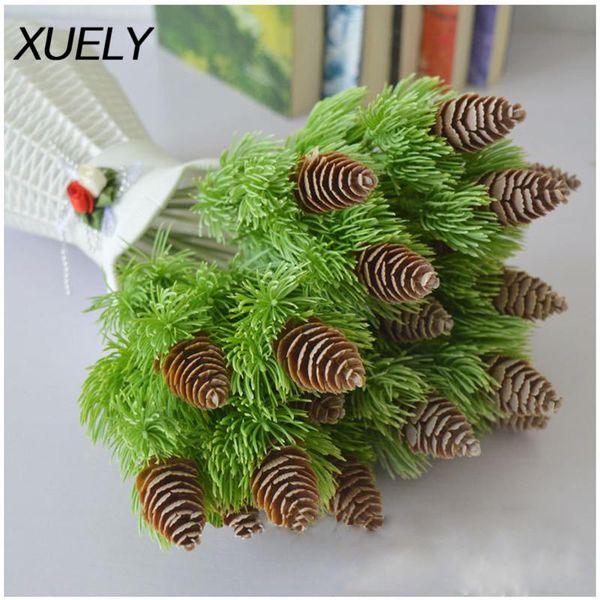 

decorative flowers & wreaths 7 branches artificial plastic pine fake plants nuts cones tree for christmas party decor faux grass xmas home w