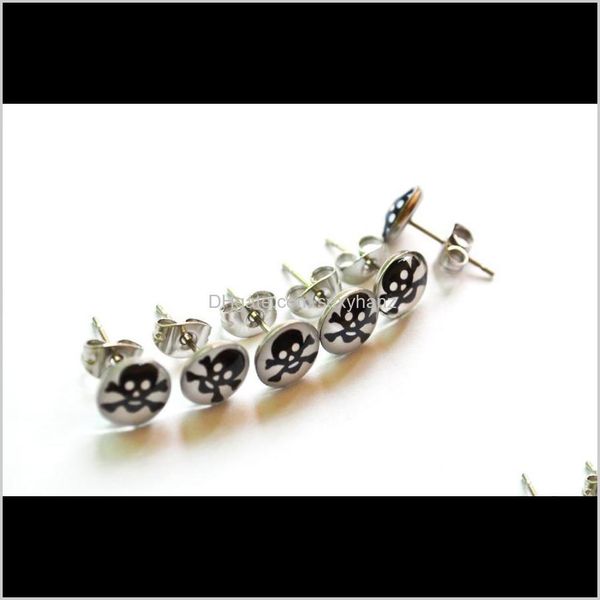 Anderer Körperschmuck Drop Lieferung 2021 Klassischer Totenkopf Fake Ohr Plug Ohrringe Ohrstecker 316L Edelstahl Werbegeschenk 8mm Kugel Bilf8