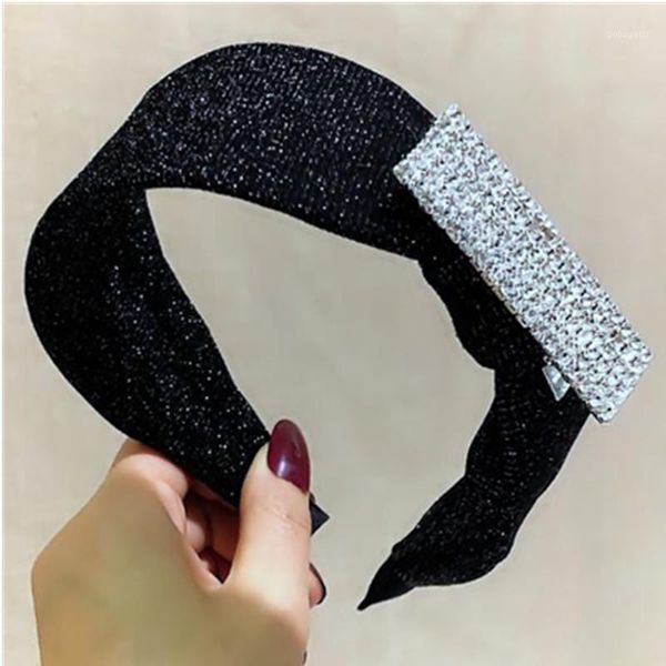 

crystal hair clips headband for women elegant hairband with buckle adults headwear solid wide head band accessories1