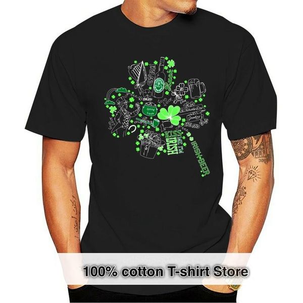 

men's t-shirts st camiseta de manga corta eslogan del dÃ­a los patricios trÃ©bol irlandÃ©s color negro, White;black
