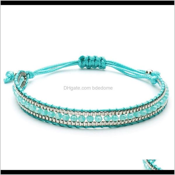 

tennis bracelets jewelry drop delivery 2021 bling mixed crystal beads single leather wrap bracelet vintage button beaded women boho dropship, Golden;silver
