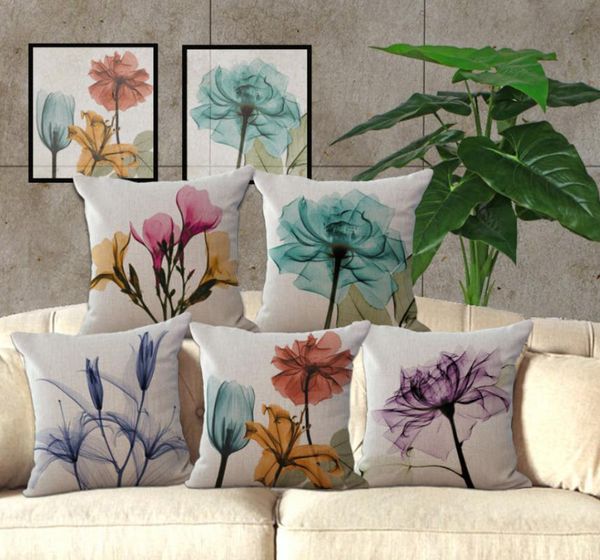 

pillow watercolor camellia flowers cute throw decorative massager vintage pillows cover linen diy home decor gift "18x18''