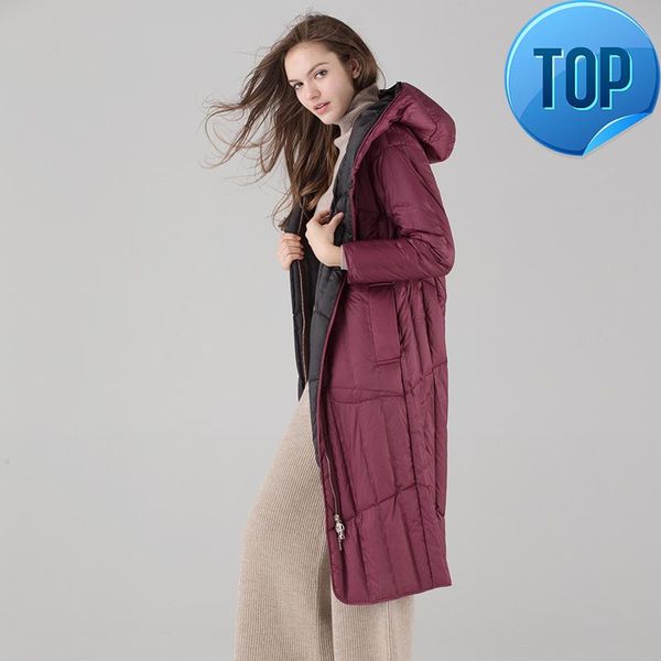 

winter 2021 autumn 90% duck down jacket woman hooded long coats female double sided parkas chaquetas plumas mujer lx2209 women's, Black