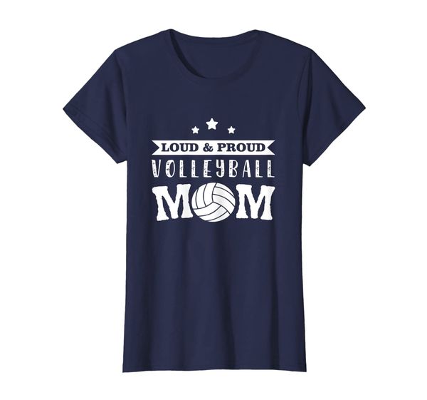 

womens volleyball shirt - loud proud volleyball mom, White;black