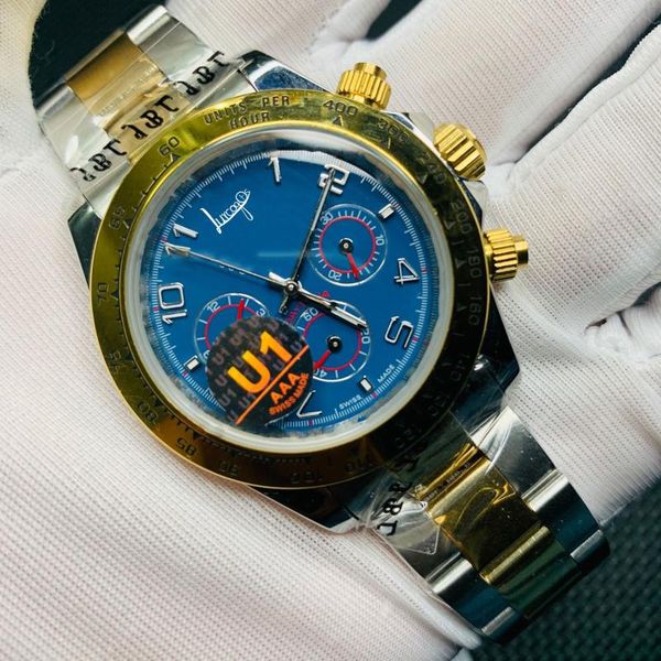

wholesale men automatic u1 factory sapphire glass blue dial sweeping lucury watches all small dials works delivery wristwatches, Slivery;brown