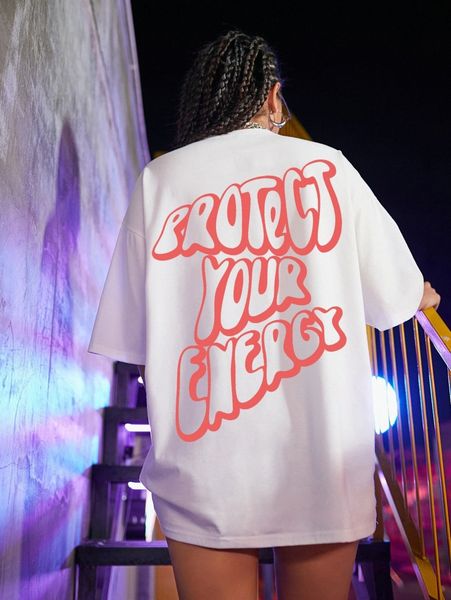 

slogan graphic oversized tee 146n#, White