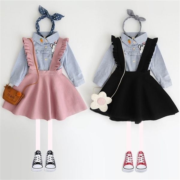 

baby girls sweaters kids overalls knitted strap toddler only include dress 3-8y e097 210331, Red;yellow