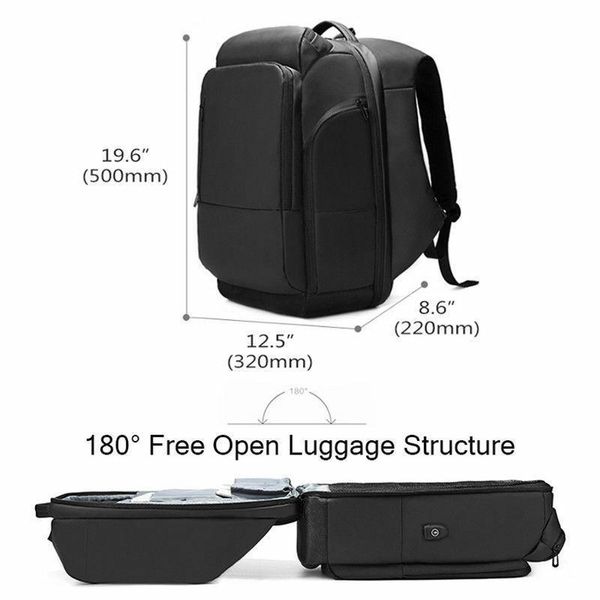 

men travel lapbackpack water repellent functional rucksack with usb port -mx8