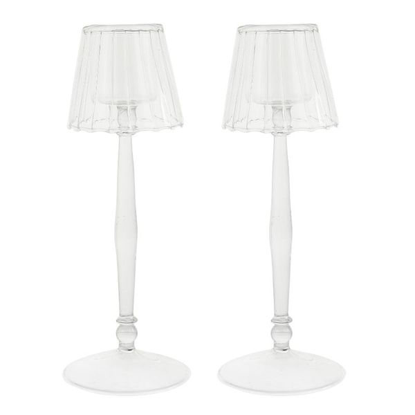 

candle holders 2pcs delicate candlestick exquisite decorative glass stand