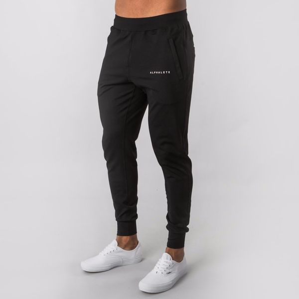 

alphalete style mens brand jogger sweatpants man gyms workout fitns cotton trousers male casual fashion ny track pants, White;black