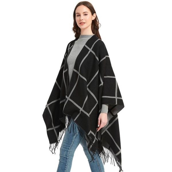 

scarves luxury cloak scarf cashmere knitted tassels autumn winter pashmina shawls wraps bufanda invierno chalechal xarope capa, Blue;gray