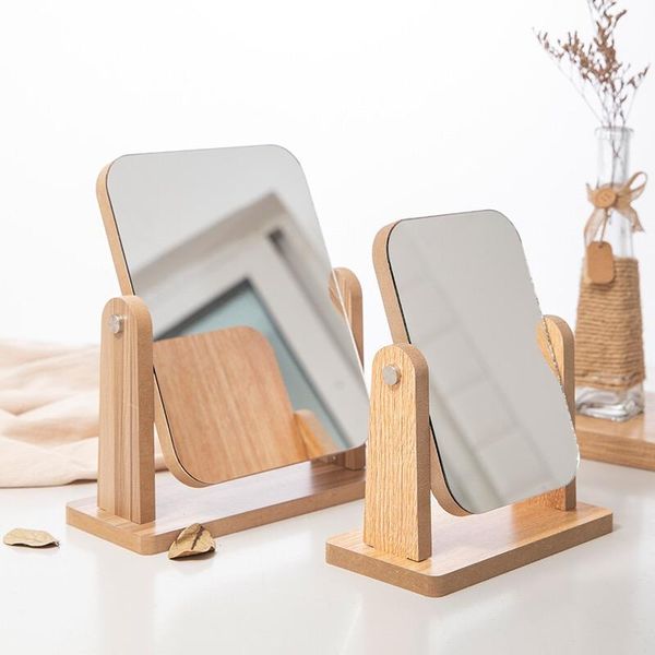 

mirrors deskmakeup mirror 360 degree rotatable wooden frame portable vanity dressing decorative