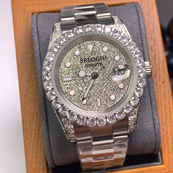 Мужские автоматические механические часы 40 мм Montre De Luxe Fashion Водонепроницаемая рамка с бриллиантами Корпус из нержавеющей стали Бутик-браслет для подарков парню