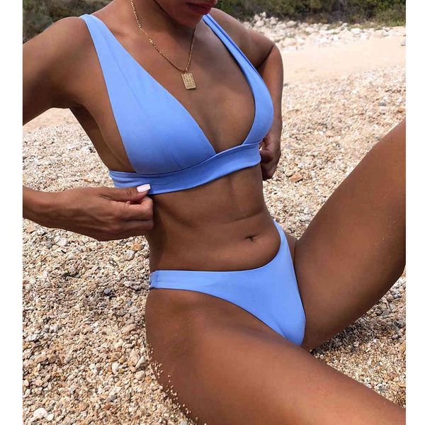 

bikini 2021 solid color women's swimsuit brazilian summer beach xl