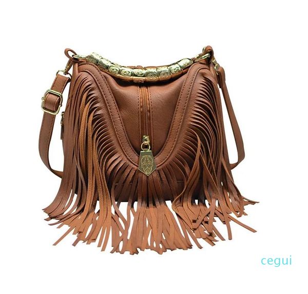 

2021 european and american fashion bucket purple tassel handbag two shoulder beautiful cross-slung bag