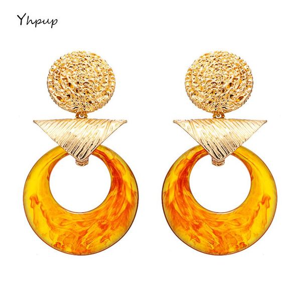 

dangle & chandelier yhpup fashion bohemia acrylic round hollow earrings geometric statement charm for women party pendientes mujer, Silver