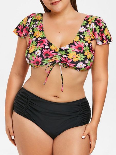 

one-piece suits floral print plus size padded bikini set